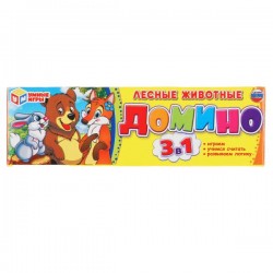 Домино пластмассовое, животные, картонная коробка			
